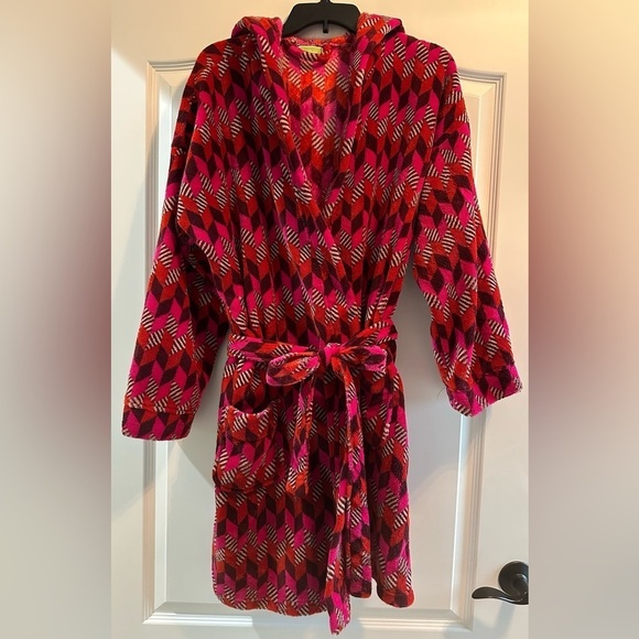 Vera Bradley Size Small S/M Hooded Fleece Robe Bohemian Chevron - Picture 1 of 11